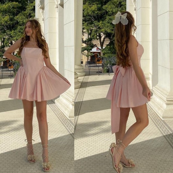 House of CB 'Florianne' Soft Peach Bow Mini Dress‎ size L D-DD Tall - Picture 12 of 15